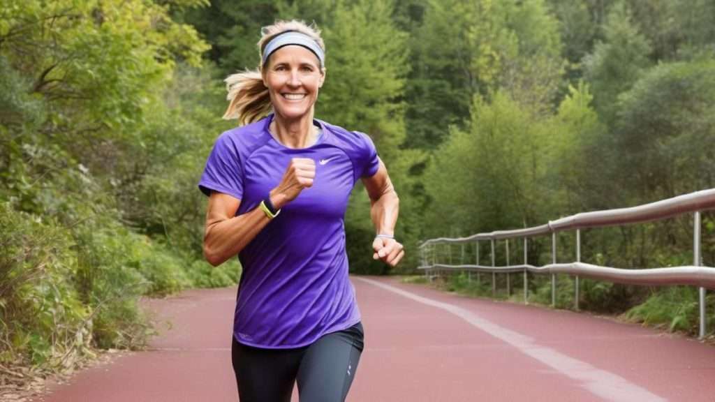 کاربردهای پی آر پی در ورزش را در این تصویر که یک خانم ورزشکار در حال دویدن است مشاهده می کنیم.