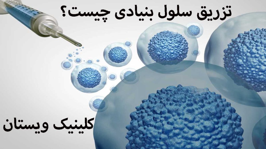 تزریق سلول بنیادی تصویری انیمشنی از سلول بنیادی و یک سرنگ